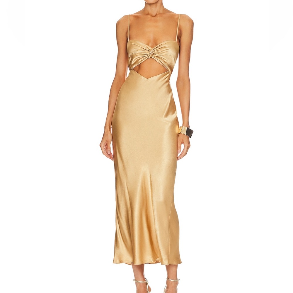 Shona Joy Champagne Satin Dress